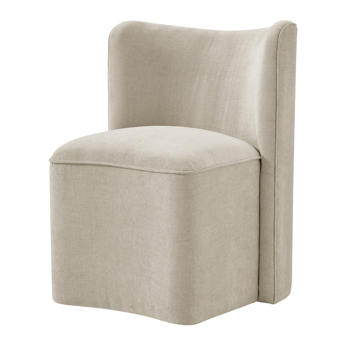 Morraine Chenille Dining Side Chair w/ Casters