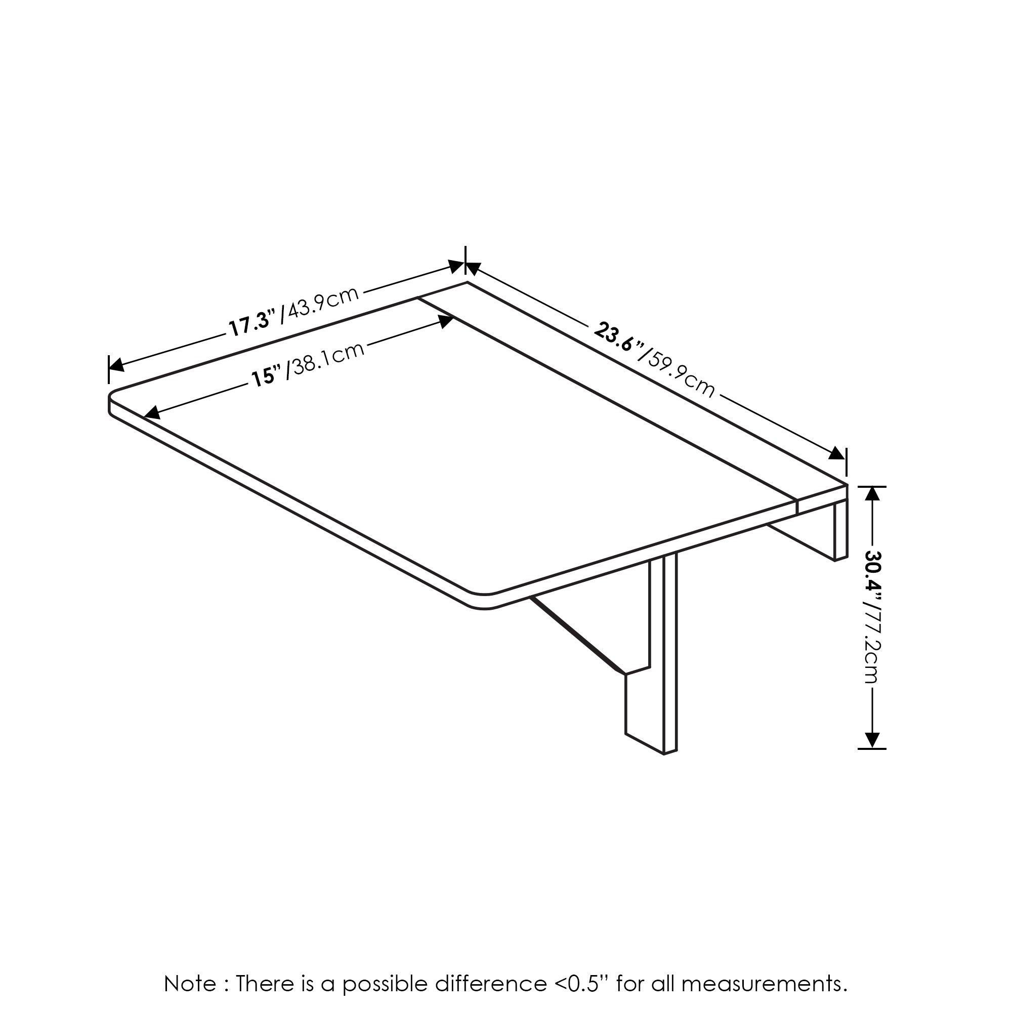 Furinno Hermite Wall Mounting Folding Table, White