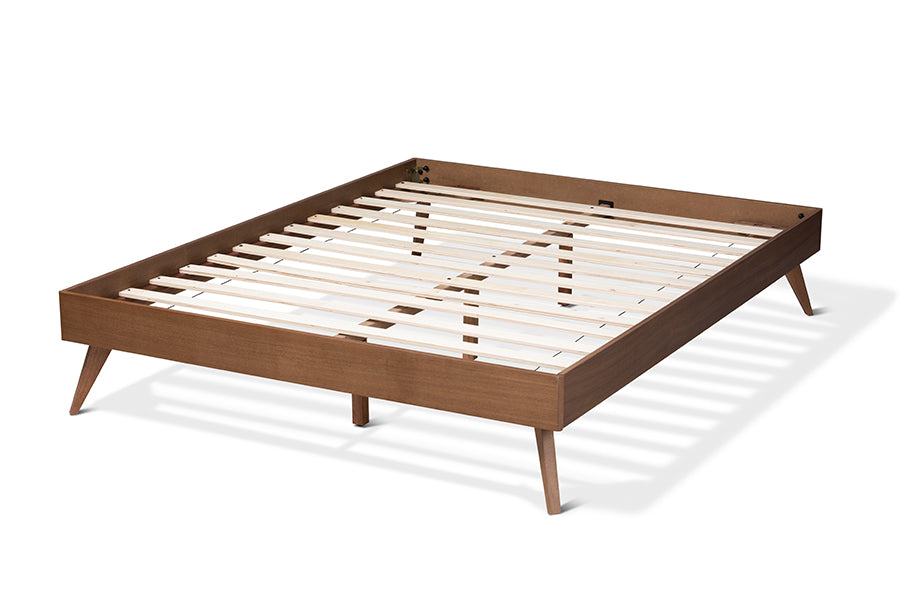 Baxton Studio Lissette MidCentury Modern Walnut Brown Finished Wood Queen Size Platform Bed Frame