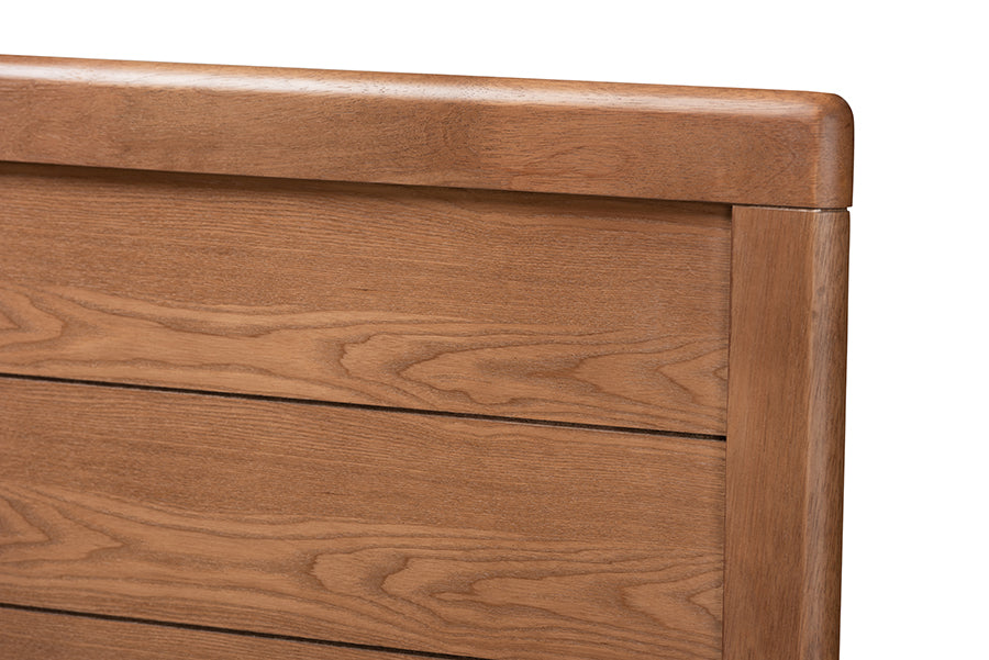 Baxton Studio Seren Mid-Century Modern Walnut Brown Finished Wood King Size Headboard