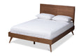 Baxton Studio Zenon Midcentury Modern Walnut Brown Finished Wood Queen Size Platform Bed