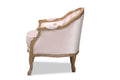 Baxton Studio Genevieve Traditional French Provincial Light Pink Velvet Upholstered WhiteWashed Oak Wood Armchair