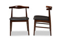 Baxton Studio Eira MidCentury Modern Black Faux Leather Upholstered Walnut Finished Wood Dining Chair Set of 2