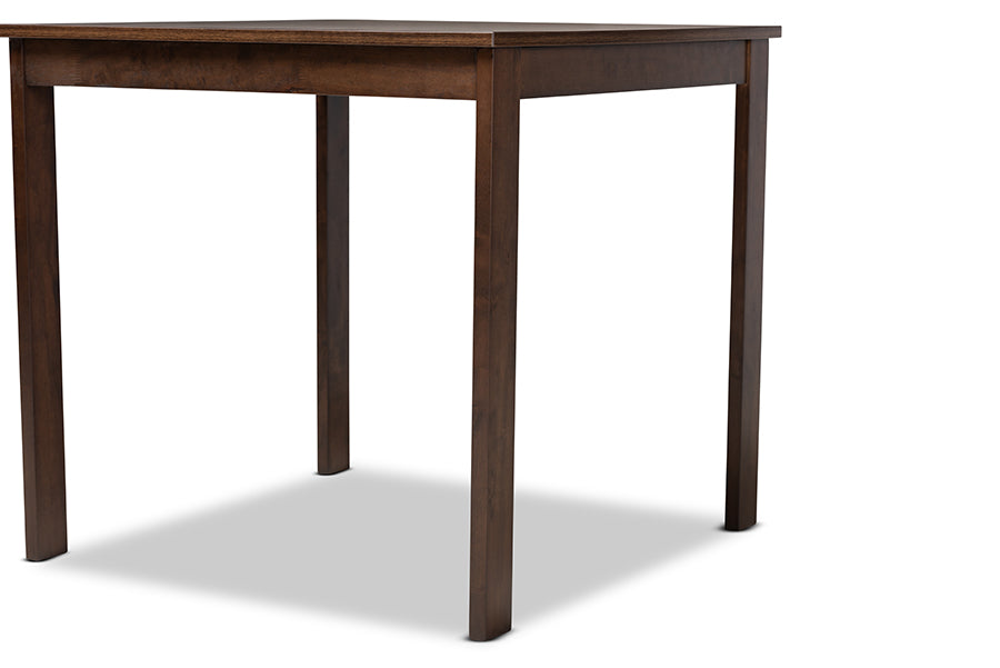 Baxton Studio Lovy Modern and Contemporary Gray Fabric Upholstered Dark WalnutFinished 5Piece Wood Dining Set