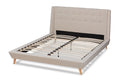 Baxton Studio Naya Midcentury Modern Beige Fabric Upholstered King Size Wingback Platform Bed