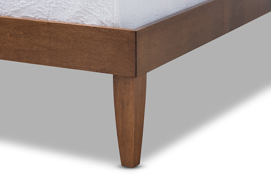Baxton Studio Lucina MidCentury Modern Walnut Brown Finished Twin Size Platform Bed Frame
