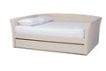 Baxton Studio Delora Modern And Contemporary Beige Fabric Upholstered Queen Size Daybed With Rollout Trundle Bed