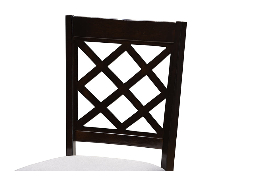 Baxton Studio Verner Modern and Contemporary Grey Fabric Upholstered Espresso Brown Finished Wood Dining Chair (Set of 4)