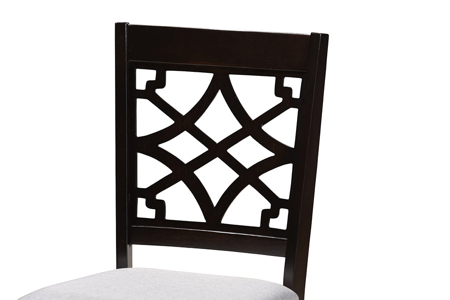 Baxton Studio Mael Modern and Contemporary Grey Fabric Upholstered Espresso Brown Finished Wood Dining Chair (Set of 4)