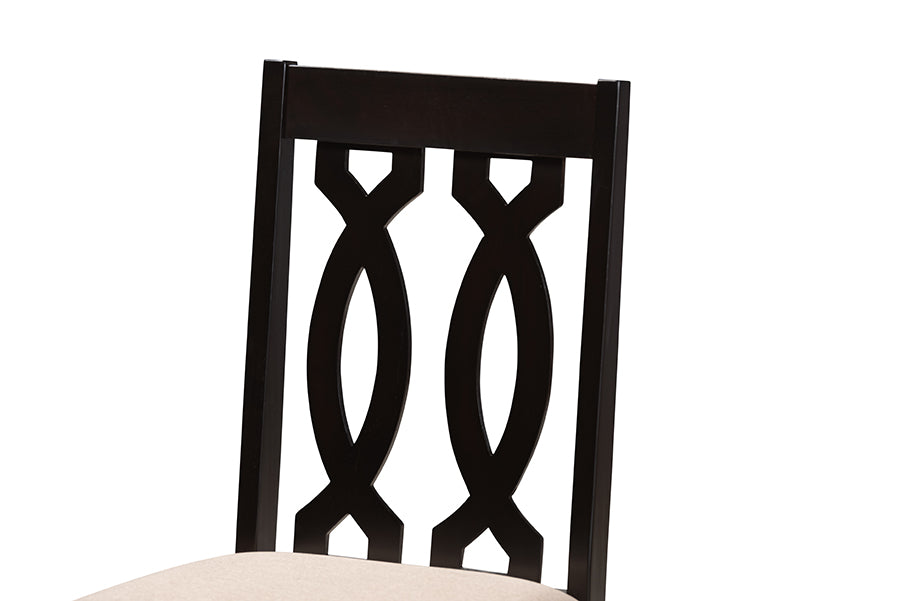 Baxton Studio Cherese Modern and Contemporary Sand Fabric Upholstered Espresso Brown Finished Wood Dining Chair (Set of 4)