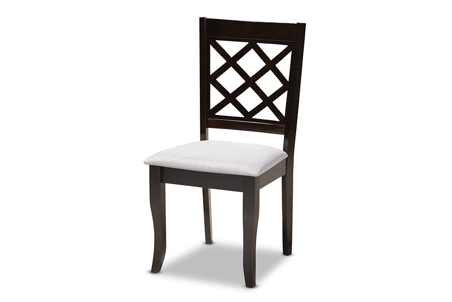 Baxton Studio Verner Modern and Contemporary Grey Fabric Upholstered Espresso Brown Finished 5Piece Wood Dining Set