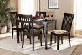 Baxton Studio Minette Modern and Contemporary Sand Fabric Upholstered Espresso Brown Finished Wood 5Piece Dining Set