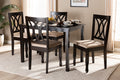 Baxton Studio Reneau Modern and Contemporary Sand Fabric Upholstered Espresso Brown Finished Wood 5Piece Dining Set