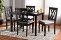 Baxton Studio Reneau Modern and Contemporary Gray Fabric Upholstered Espresso Brown Finished Wood 5Piece Dining Set