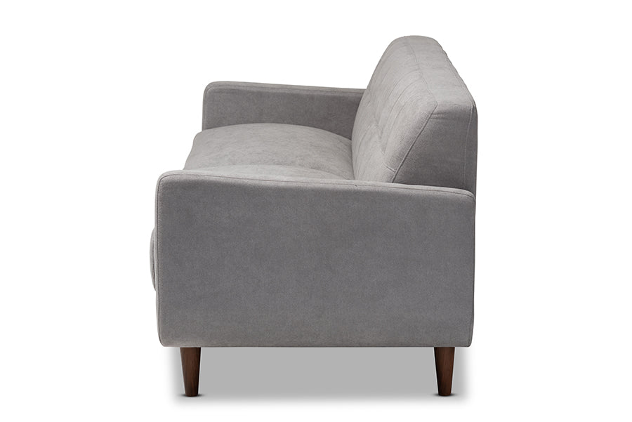 Baxton Studio Allister Midcentury Modern Light Grey Fabric Upholstered Sofa