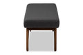 Baxton Studio Rika Mid-Century Modern Dark Grey Fabric Upholstered Walnut Brown Finished Boomerang Bench