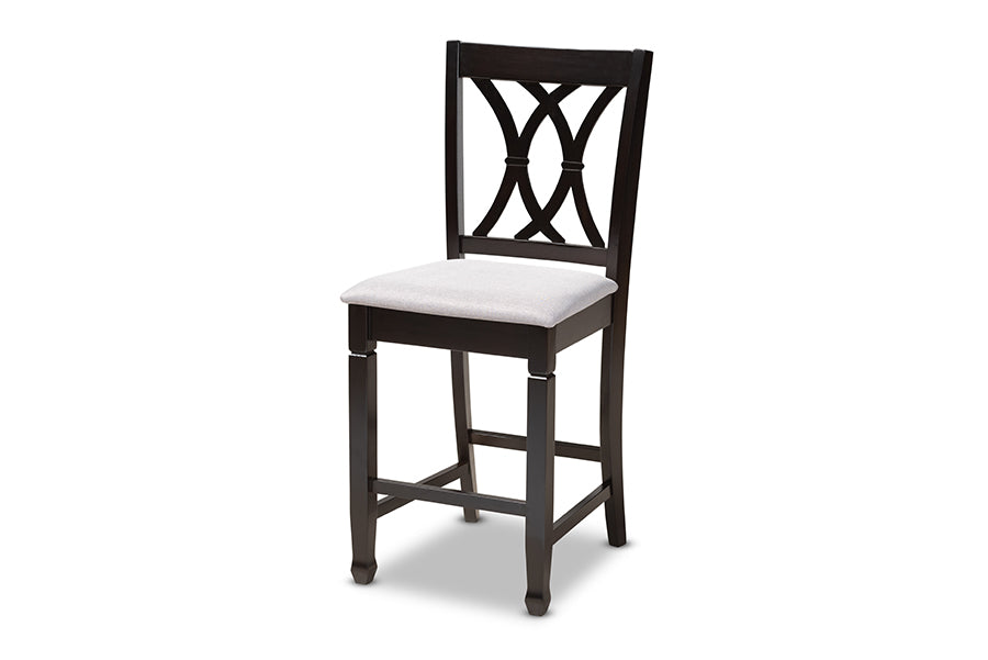 Baxton Studio Reneau Modern and Contemporary Gray Fabric Upholstered Espresso Brown Finished 5Piece Wood Pub Set