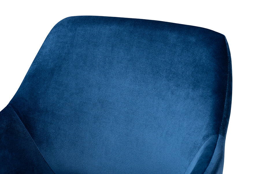 Baxton Studio Germaine Glam and Luxe Navy Blue Velvet Fabric Upholstered Gold Finished 2Piece Metal Dining Chair Set