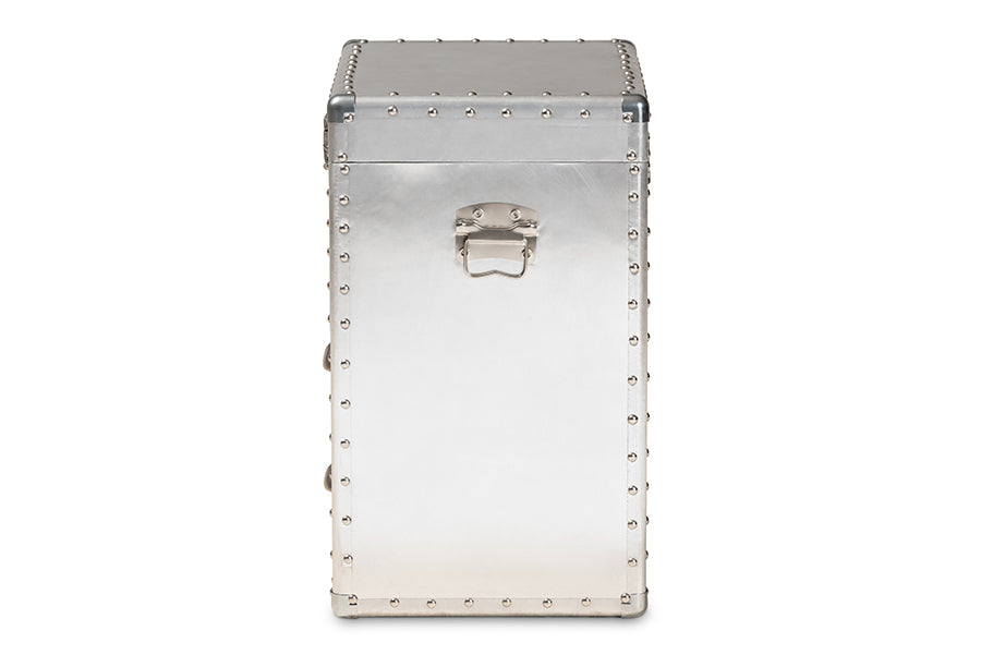 Baxton Studio Serge French Industrial Silver Metal 2-Drawer Accent Storage Cabinet