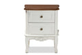 Baxton Studio Darlene Classic and Traditional French White and Cherry Brown Finished Wood 2-Drawer End Table