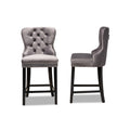Baxton Studio Howell Modern Transitional Grey Velvet Upholstered And Dark Brown Finished Wood 2Piece Counter Stool Set