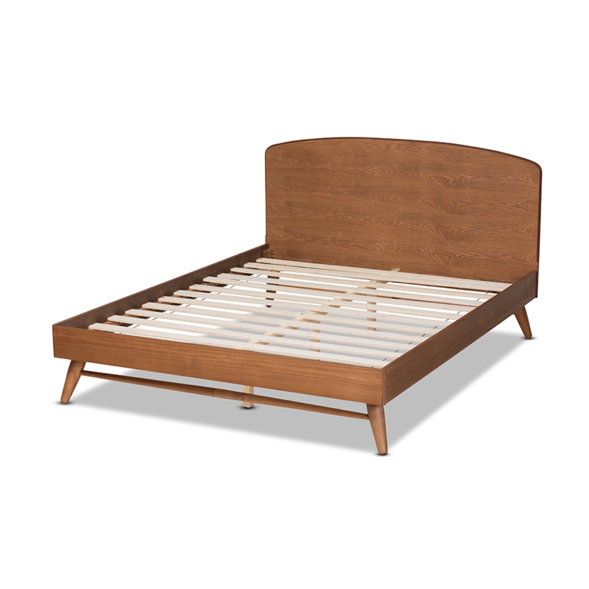 Baxton Studio Keagan MidCentury Modern Transitional Walnut Brown Finished Wood Queen Size Platform Bed