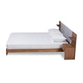 Baxton Studio Sami Modern and Contemporary Light Grey Fabric Upholstered and Walnut Brown Finished Wood Queen Size Platform Stor