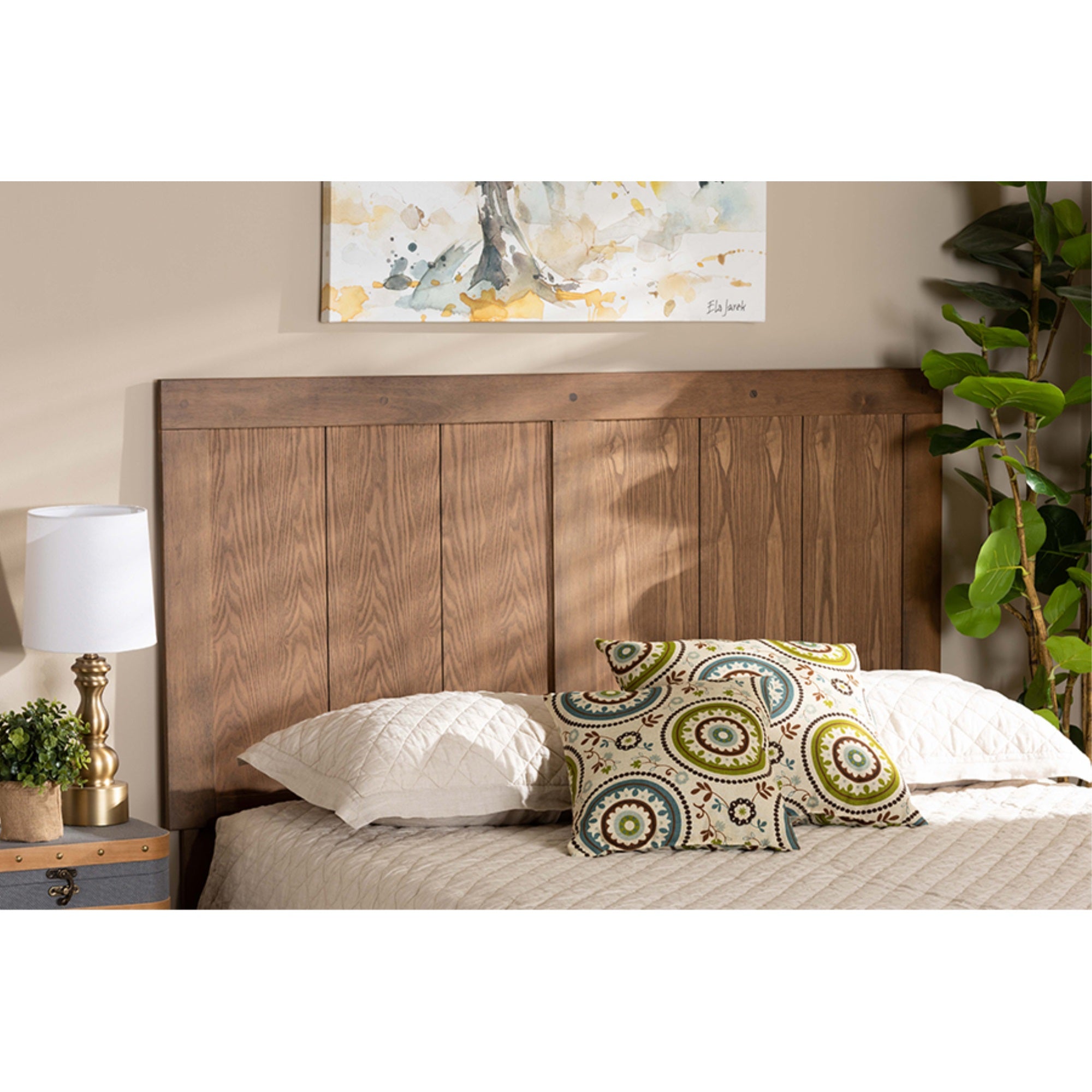 Baxton Studio Patwin Modern and Contemporary Transitional Ash Walnut Finished Wood King Size Headboard