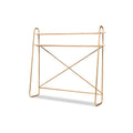 Baxton Studio Merida Glam and Luxe Brushed Gold Finished Metal and Natural Brown Finished Wood 2Tier Over Bed Queen Size Storag