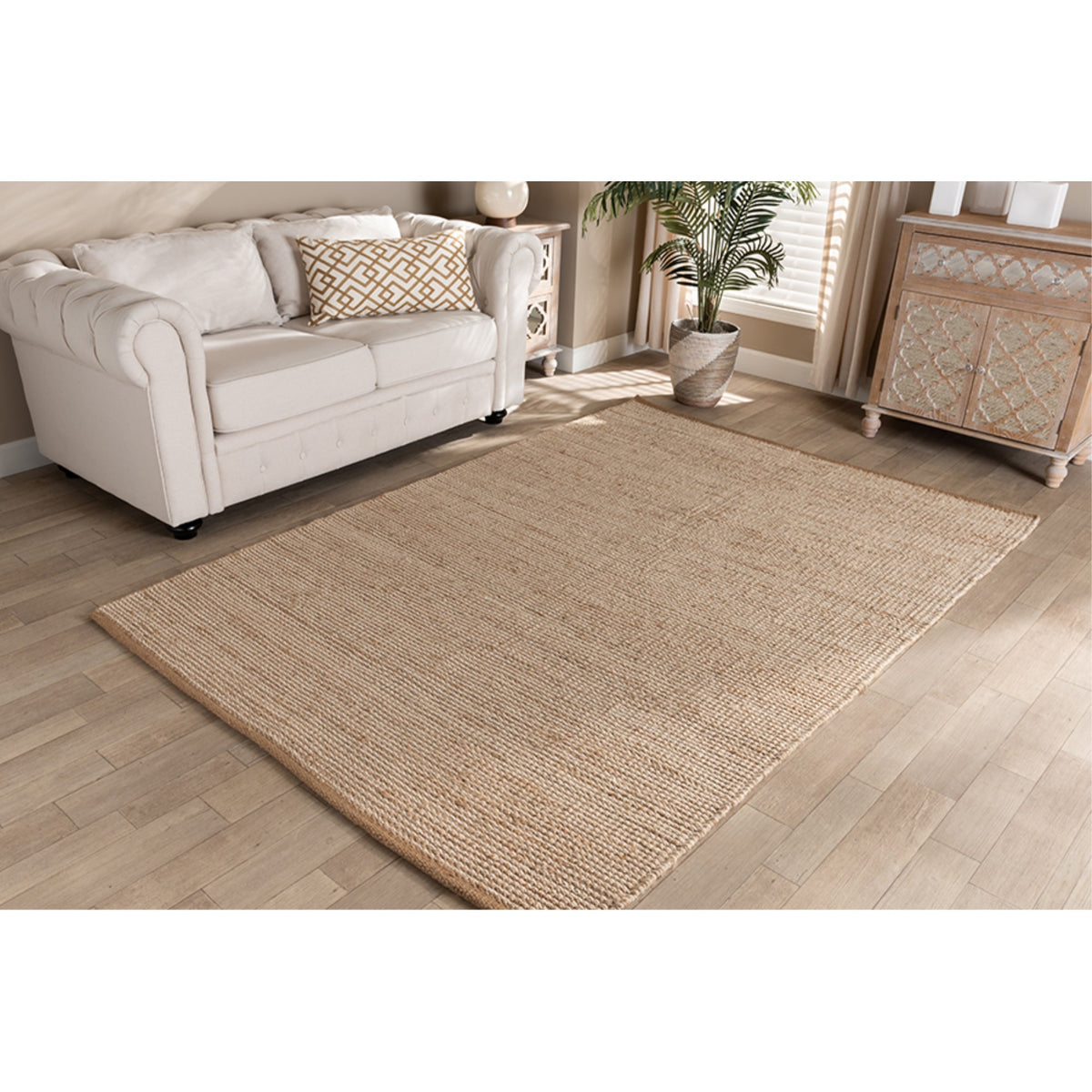 Baxton Studio Michigan Modern And Contemporary Natural Brown Handwoven Hemp Blend Area Rug