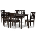 Baxton Studio Zamira Modern And Contemporary Transitional Dark Brown Finished Wood 7Piece Dining Set