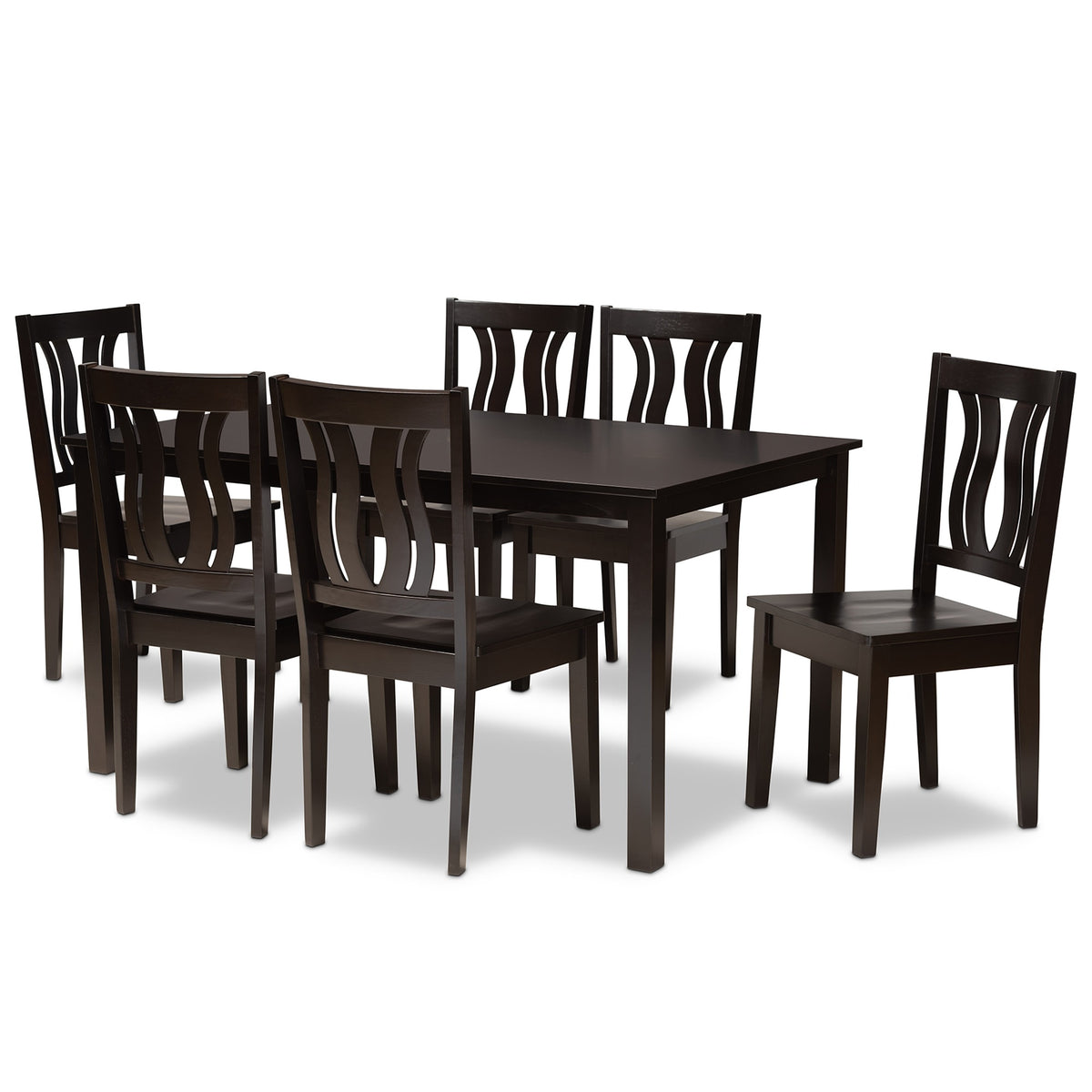 Baxton Studio Zamira Modern And Contemporary Transitional Dark Brown Finished Wood 7Piece Dining Set