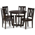 Baxton Studio Elodia Modern And Contemporary Transitional Dark Brown Finished Wood 5Piece Dining Set