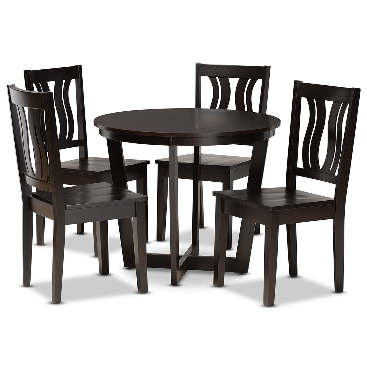 Baxton Studio Elodia Modern And Contemporary Transitional Dark Brown Finished Wood 5Piece Dining Set