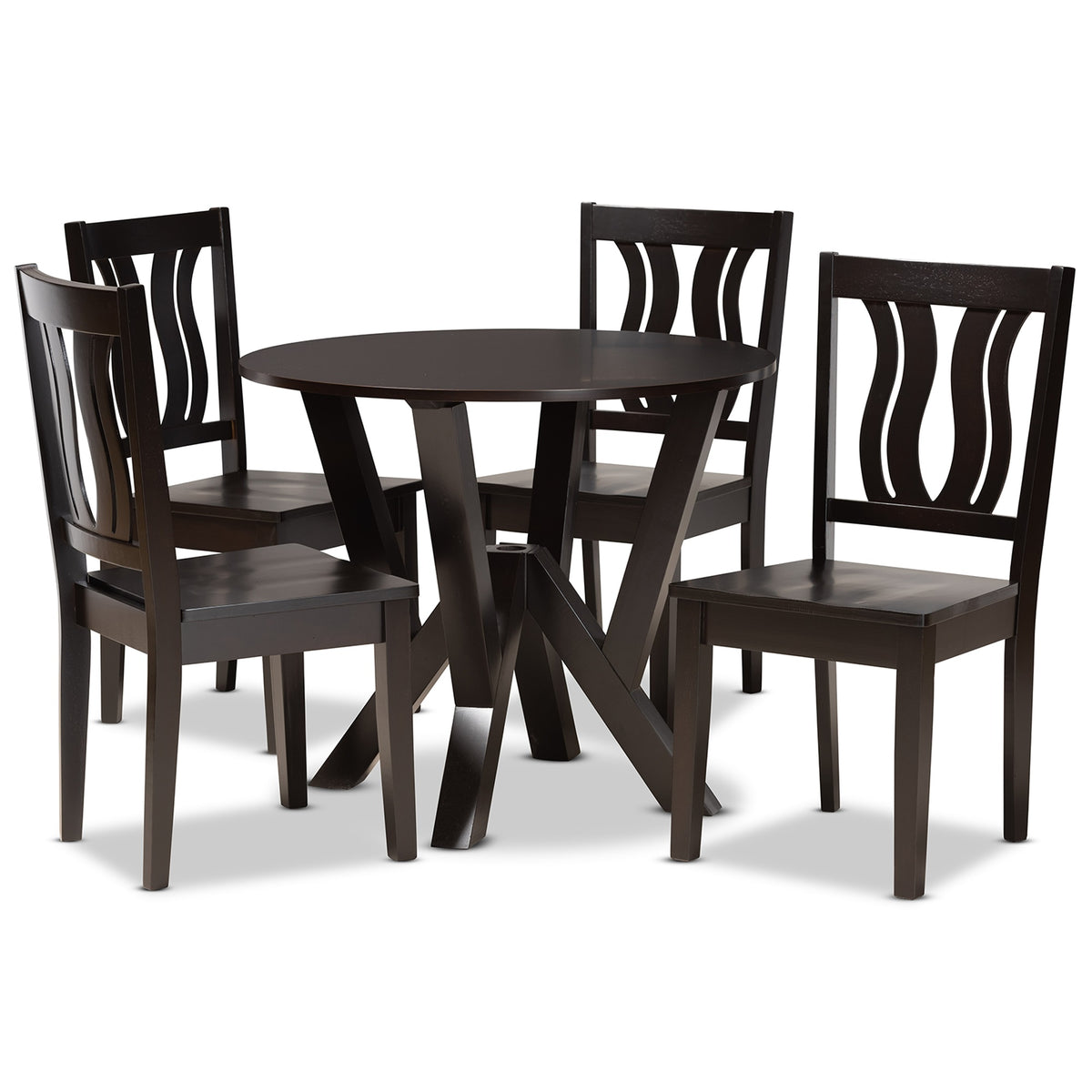 Baxton Studio Noelia Modern And Contemporary Transitional Dark Brown Finished Wood 5Piece Dining Set