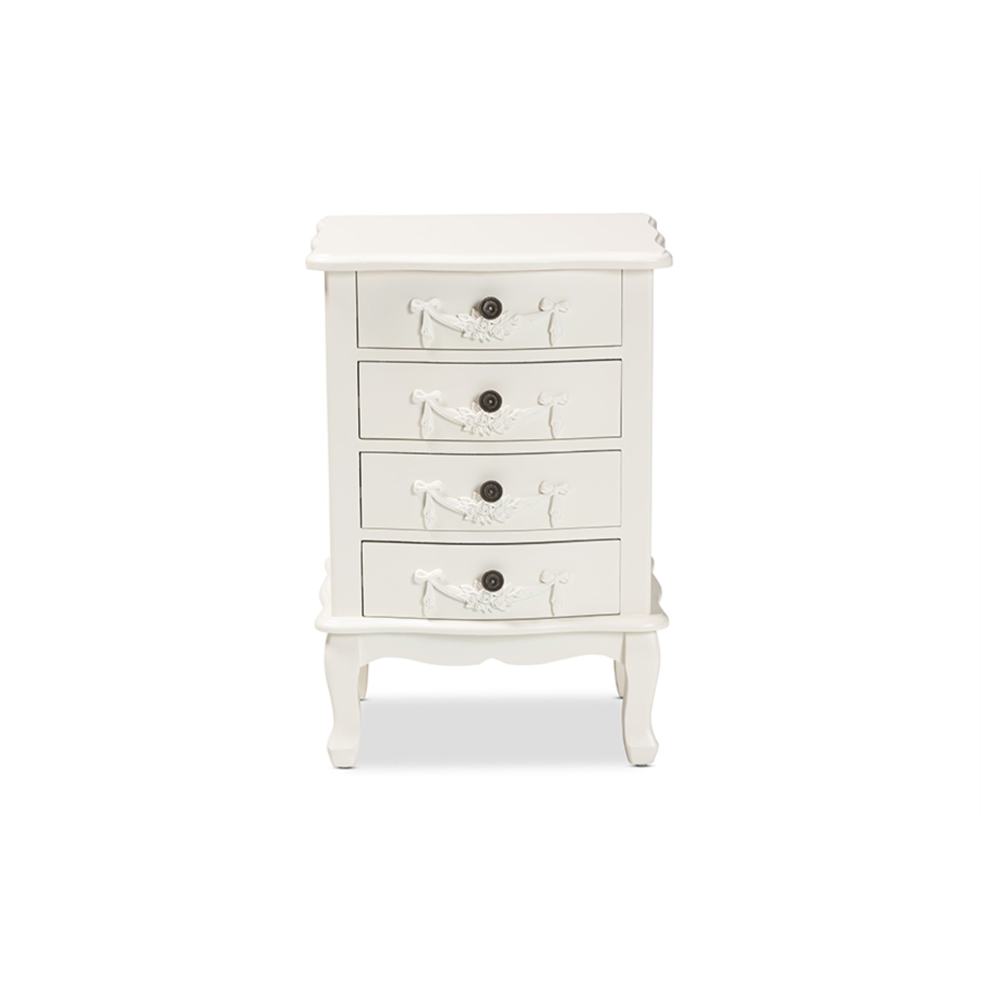 Baxton Studio Callen White Finished Wood 4-Drawer End Table