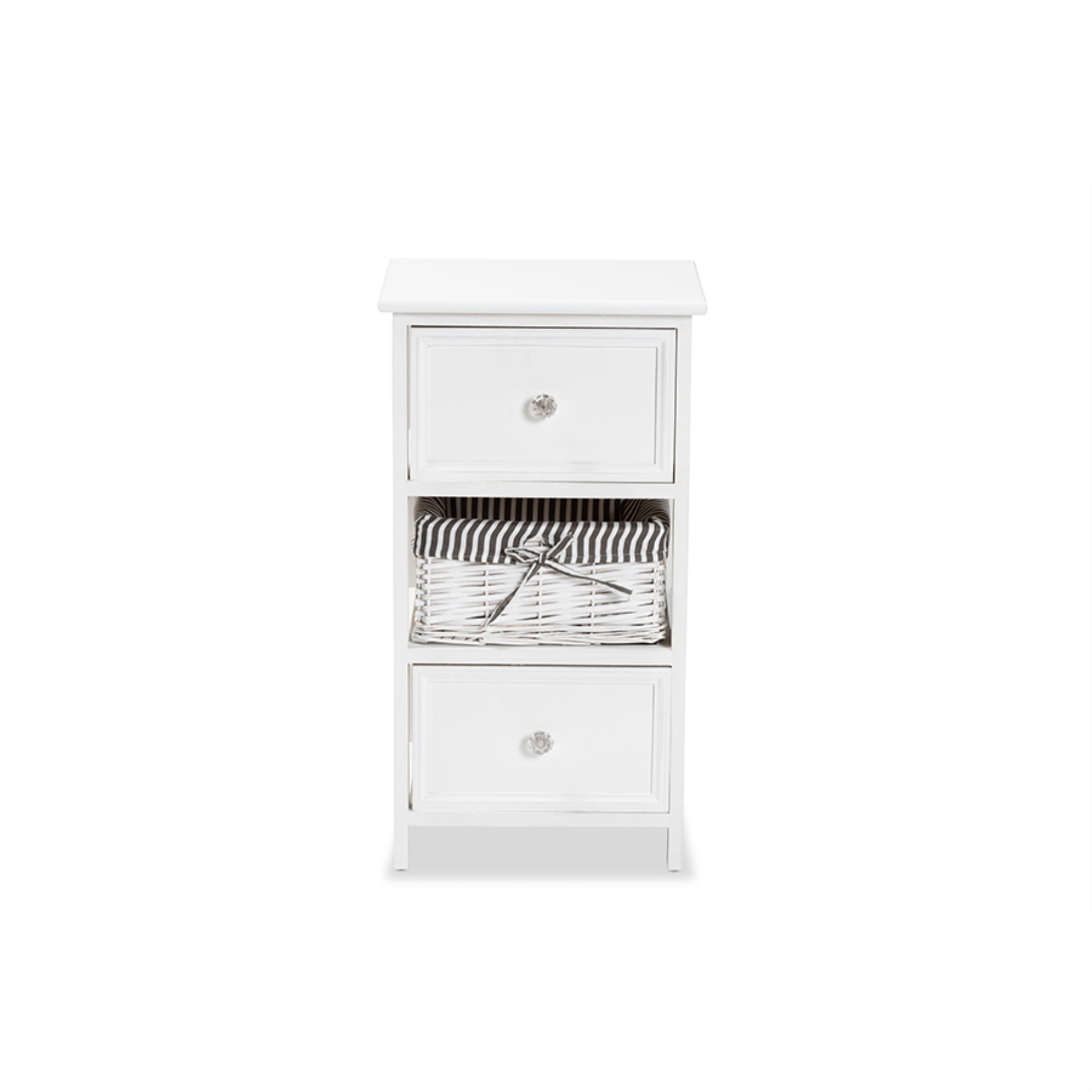 Baxton Studio Hayden White Finished Wood 2-Drawer Storage Unit with Basket
