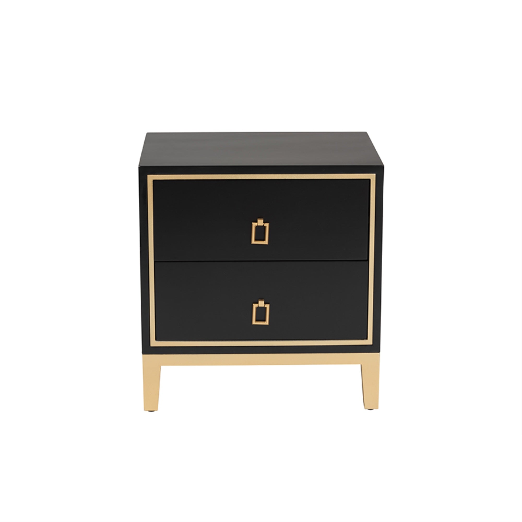 Baxton Studio Donald Black Finished Wood and Gold Metal 2-Drawer End Table