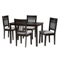 Baxton Studio Genesis Modern Grey Fabric And Dark Brown Finished Wood 5Piece Dining Set