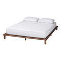 Baxton Studio Alivia Midcentury Modern Walnut Brown Finished Wood Queen Size Bed Frame