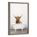 Blake Highland Cow in Tub Color Framed Printed Glass by Amy Peterson Art Studio