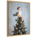Sylvie Framed Canvas Seagull Santa Hat Festive Holiday Tree by The Creative Bunch Studio