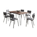 Nature's Edge 60'' Seven Piece Modern Dining Set with Upholstered Contemporary Chairs - Slate and Slate Blue