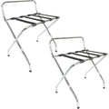 Foldable X-Shape Luggage Rack with Two Shelves, Nylon Straps, Chrome Finish