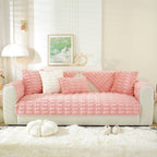 Bamboo-Style Sofa Towel, Faux Rabbit Fur Thickened Non-slip Seat Cushion Covers