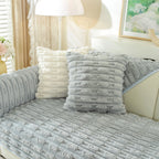 Bamboo-Style Sofa Towel, Faux Rabbit Fur Thickened Non-slip Seat Cushion Covers
