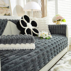 Bamboo-Style Sofa Towel, Faux Rabbit Fur Thickened Non-slip Seat Cushion Covers