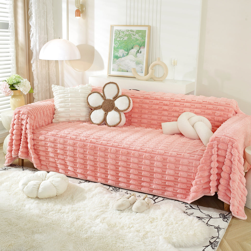 Fluffy Faux Fur Couch Cover Plush Sofa Throw, Warm & Stylish Sofa Protector