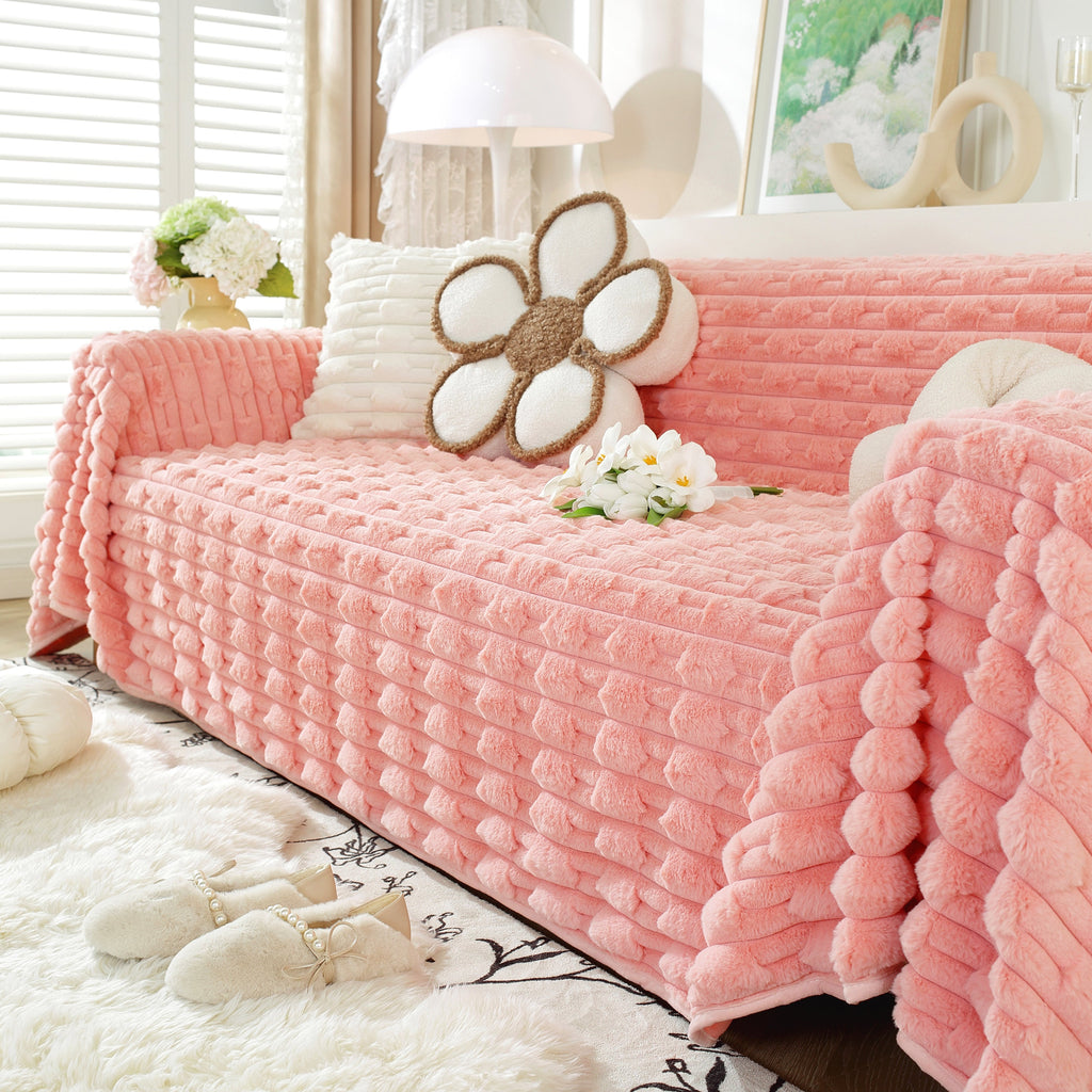 Fluffy Faux Fur Couch Cover Plush Sofa Throw, Warm & Stylish Sofa Protector