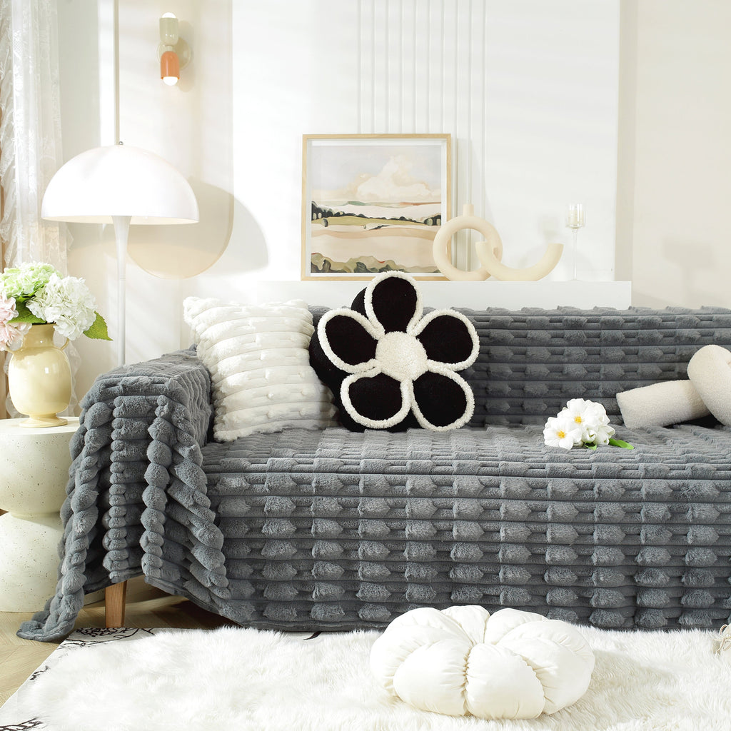 Fluffy Faux Fur Couch Cover Plush Sofa Throw, Warm & Stylish Sofa Protector